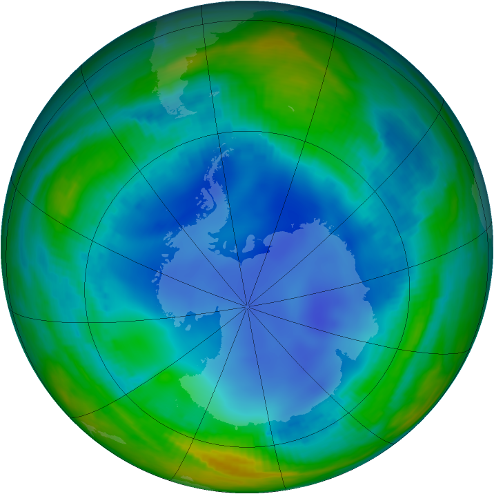 Antarctic ozone map for 24 July 2000